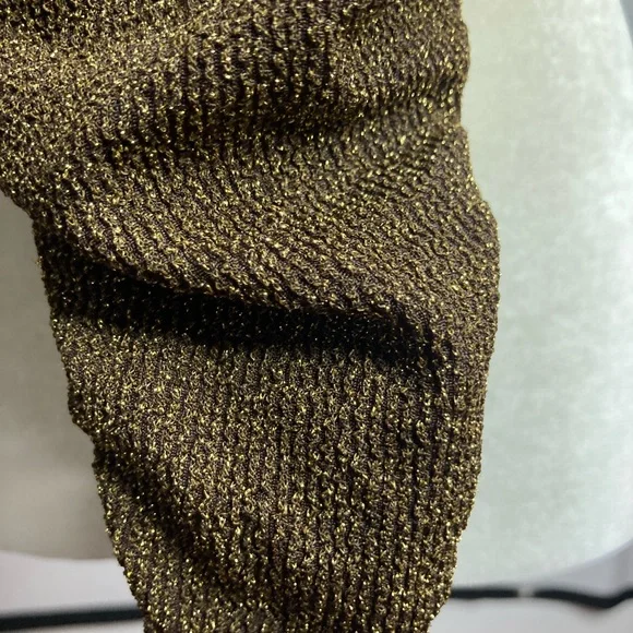 GOOD AMERICAN Sparkle Sleeveless Bodysuit Size 2. Rare! Brown & Gold - Picture 7 of 9